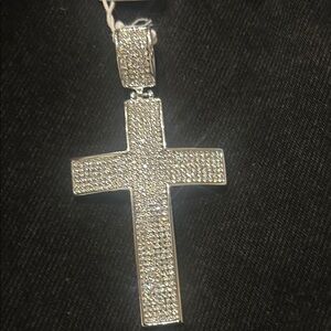 Silver Cross Pendant with Crystals